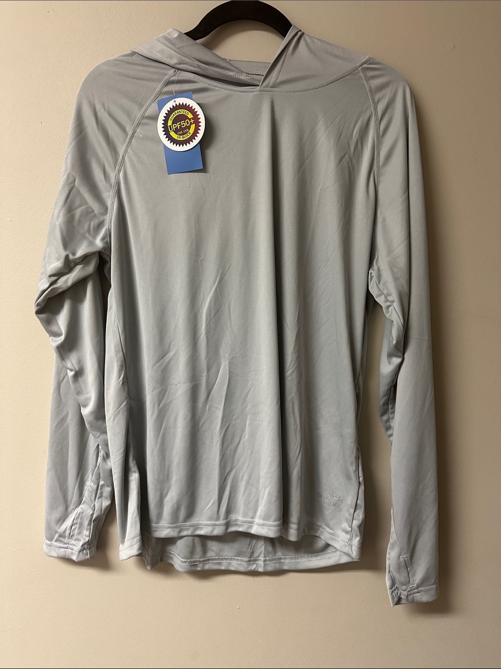 Mabove Women’s UPF 50+ Sun Protection Hoodie Gray Long Sleeve Thumbholes NWT